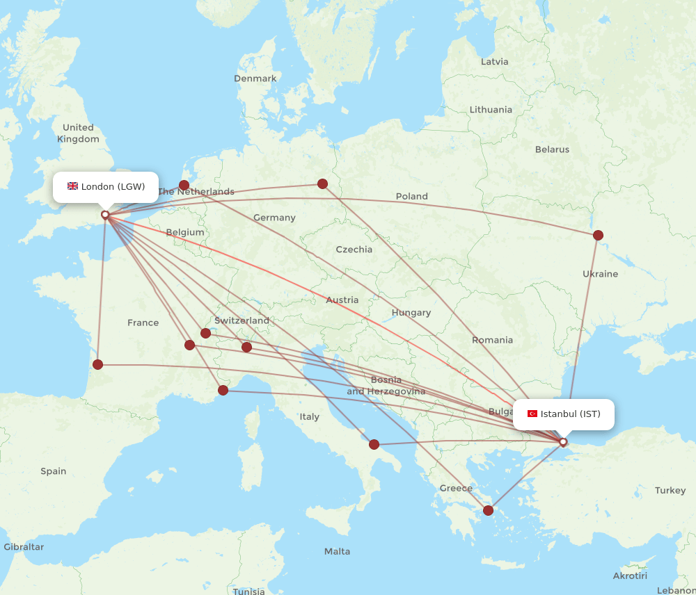LGW-IST flight routes