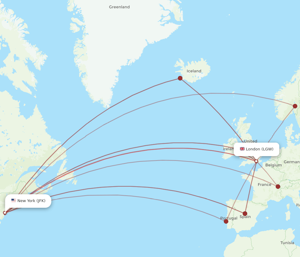 LGW-JFK flight routes