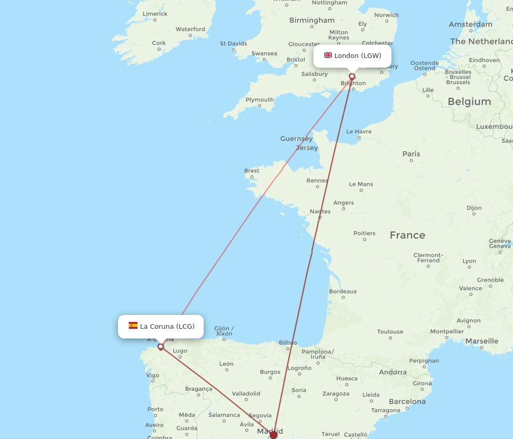 LGW-LCG flight routes