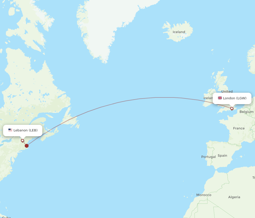 LGW-LEB flight routes