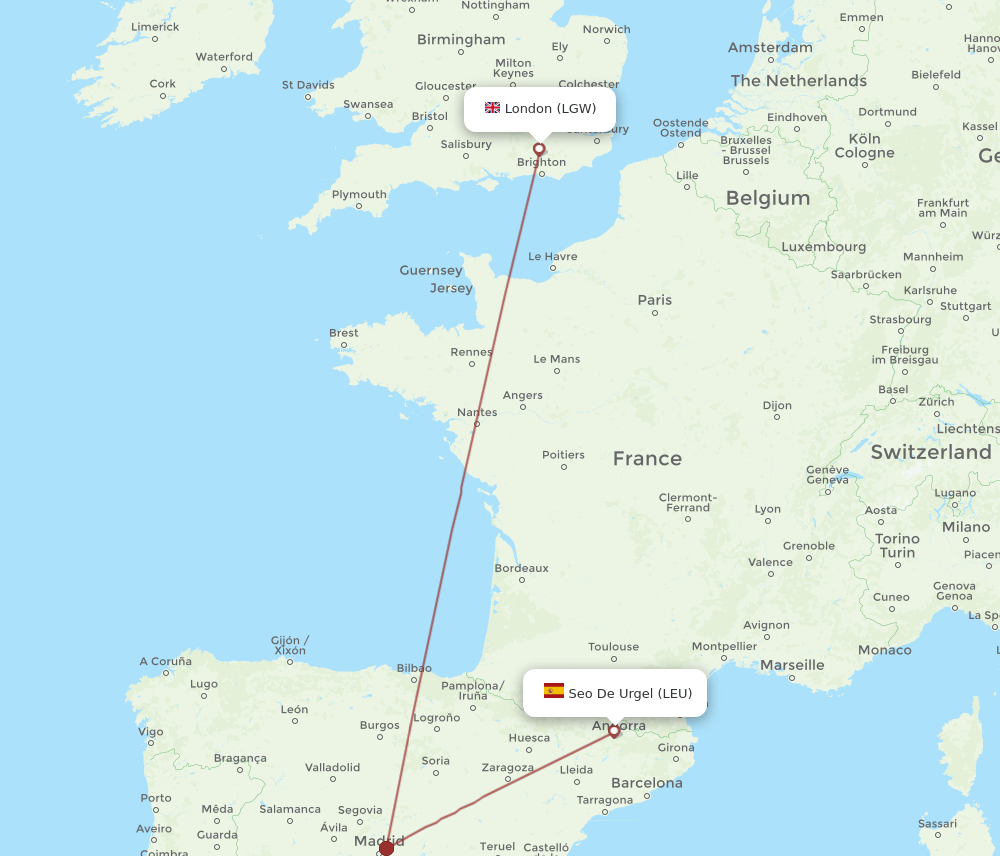 LGW-LEU flight routes