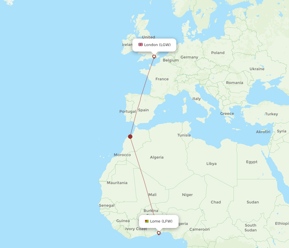 LGW-LFW flight routes