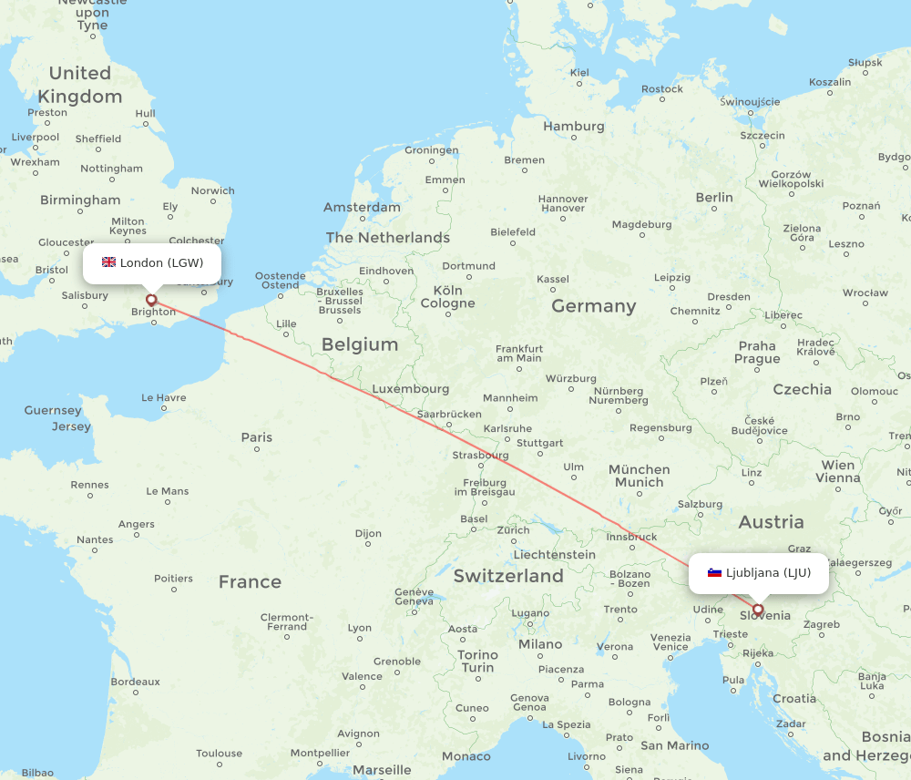 LGW-LJU flight routes