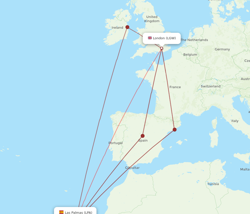 LGW-LPA flight routes