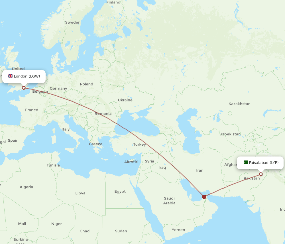 LGW-LYP flight routes