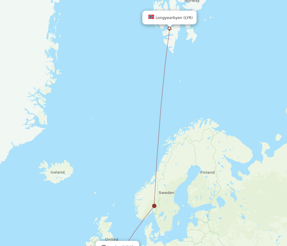 LGW-LYR flight routes