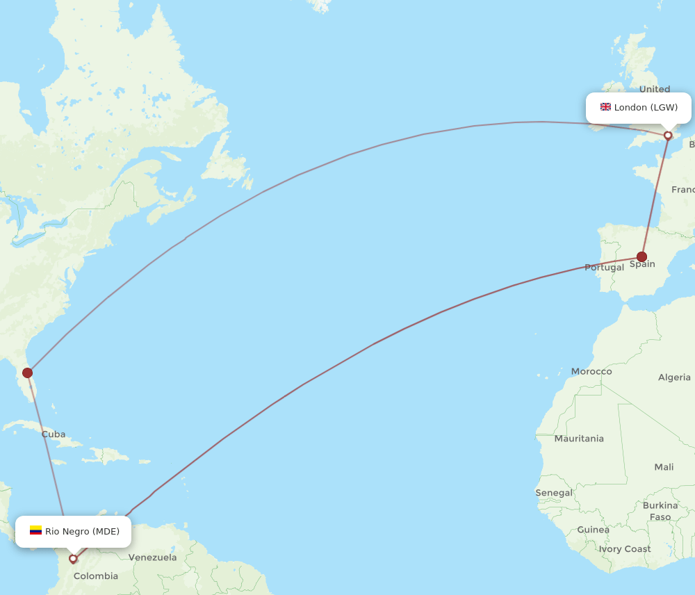 LGW-MDE flight routes