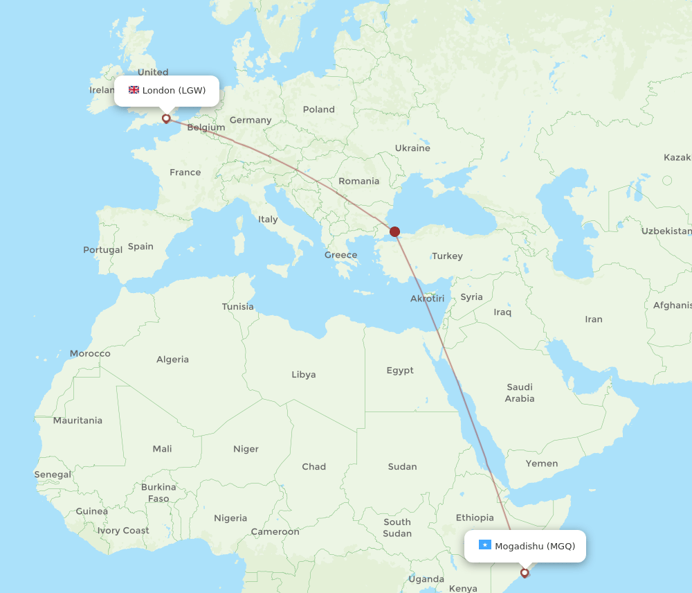 LGW-MGQ flight routes