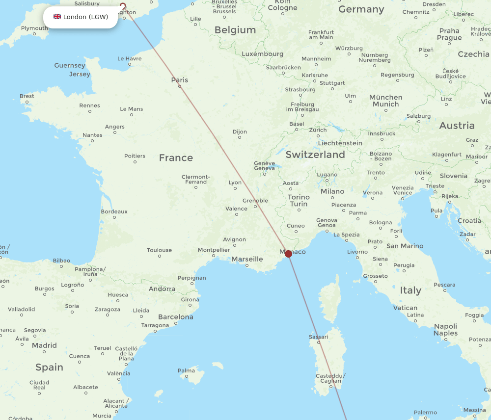 LGW-MIR flight routes