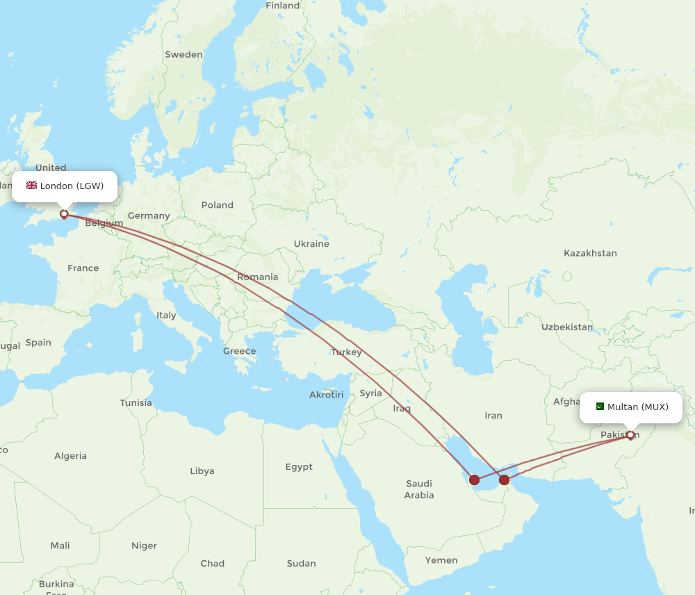 LGW-MUX flight routes