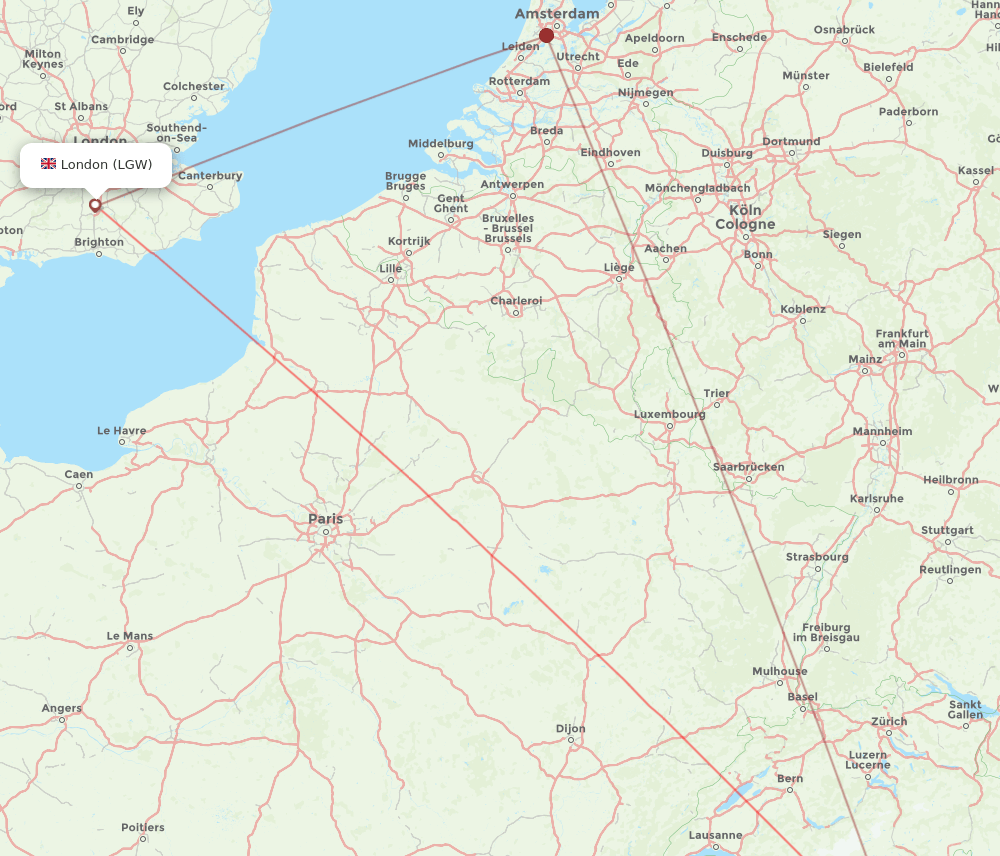 LGW to MXP flights and routes map