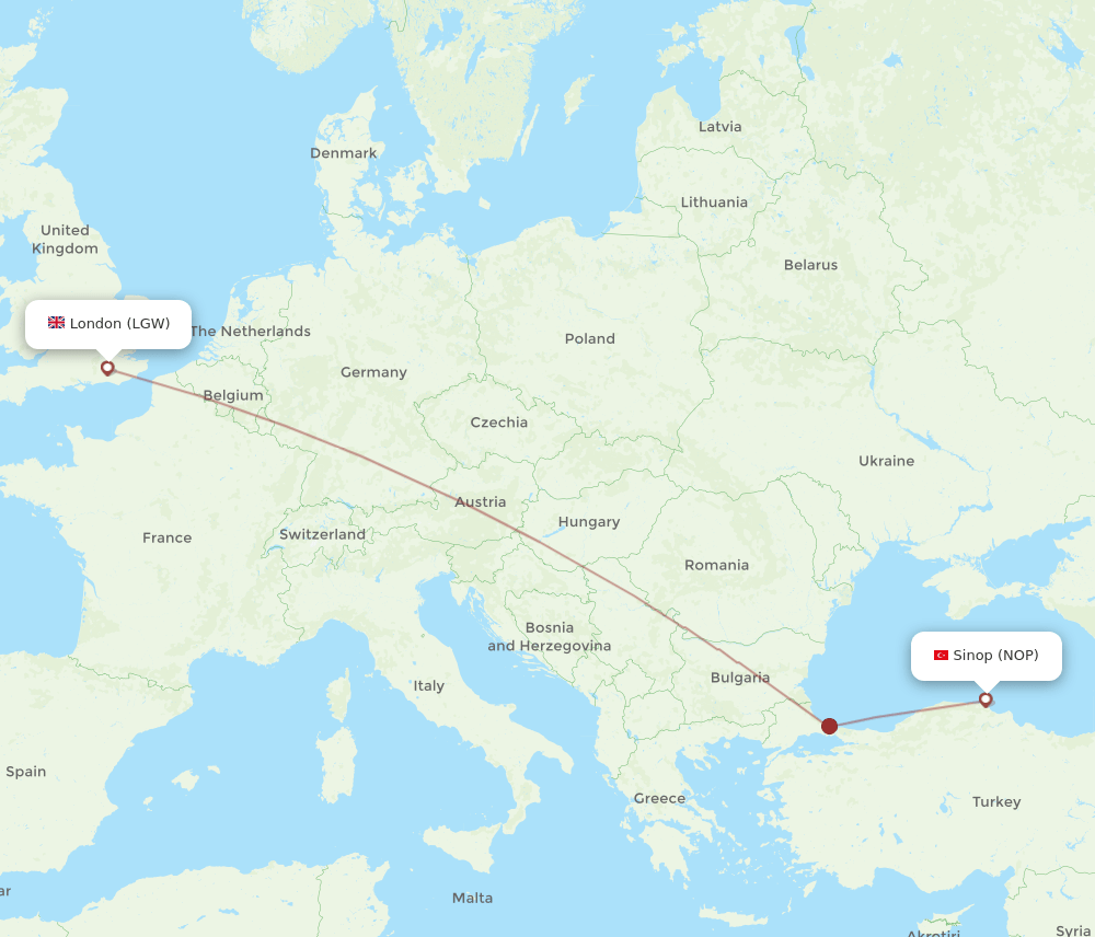 LGW-NOP flight routes