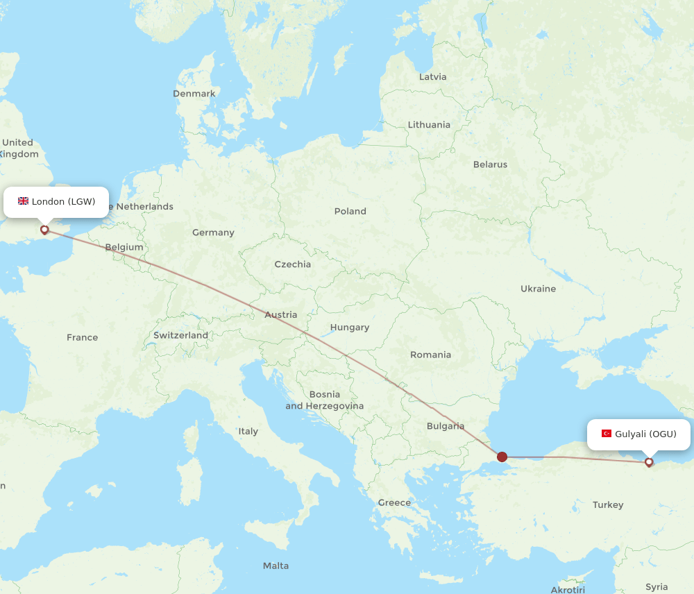 LGW-OGU flight routes