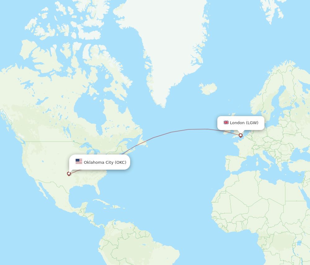LGW-OKC flight routes
