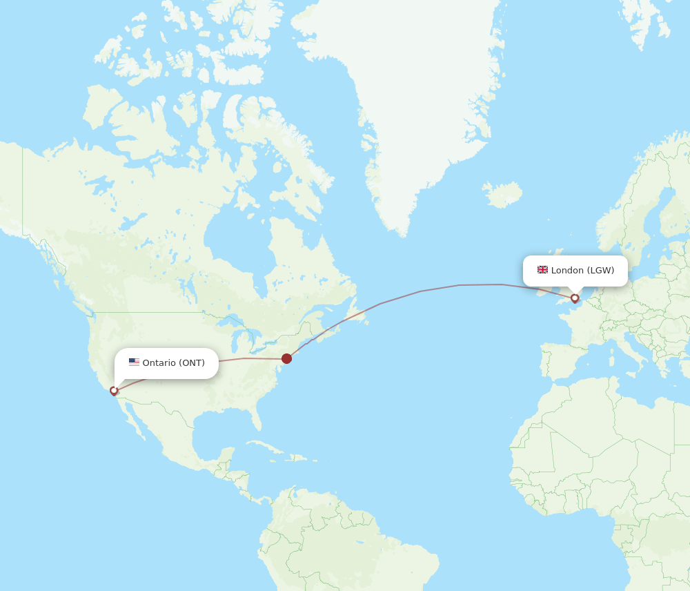Ontario - London route map and flight paths