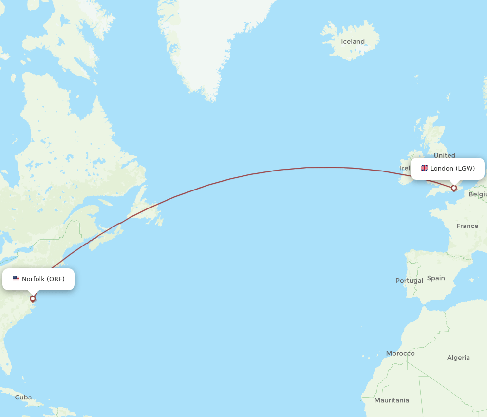 LGW-ORF flight routes