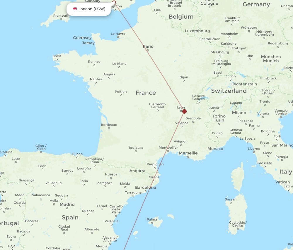 LGW-ORN flight routes