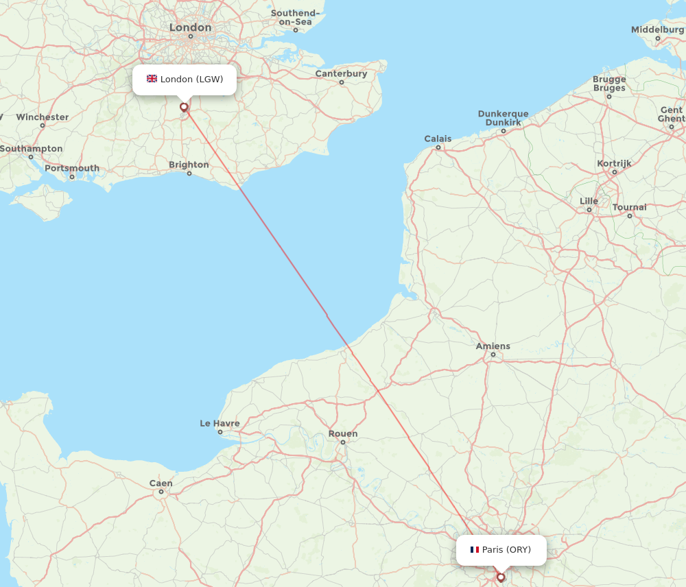 LGW to ORY flights and routes map