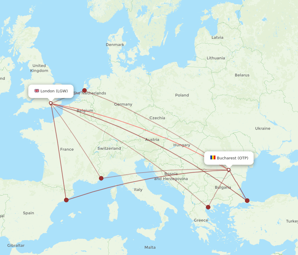 LGW-OTP flight routes