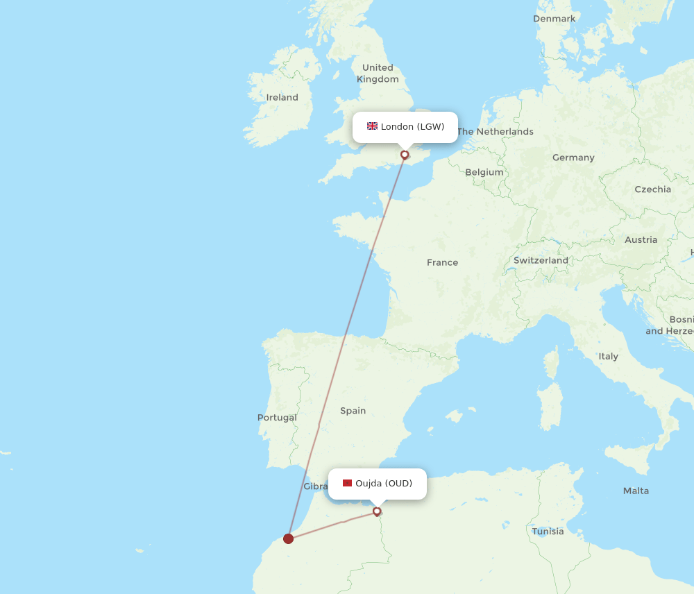 LGW-OUD flight routes
