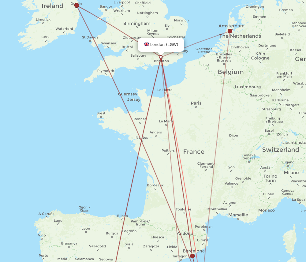 LGW to PMI flights and routes map