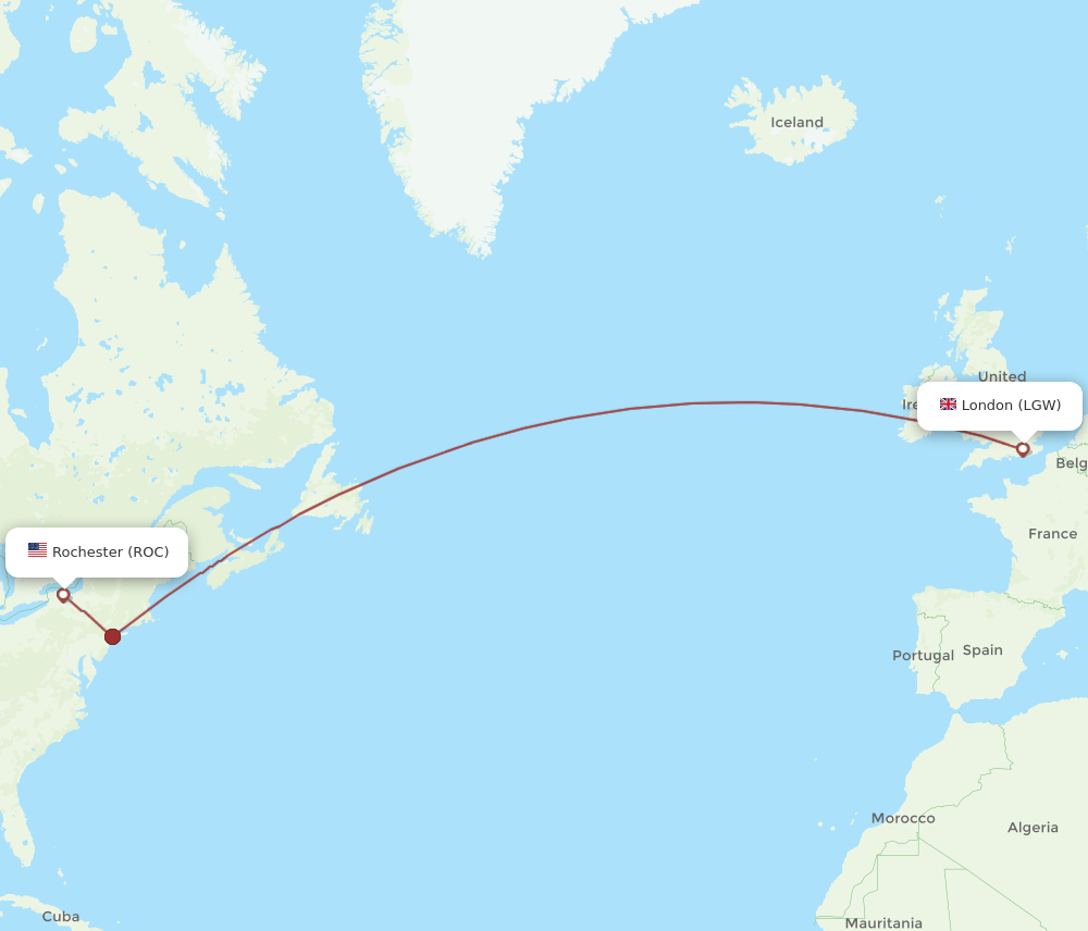 LGW-ROC flight routes