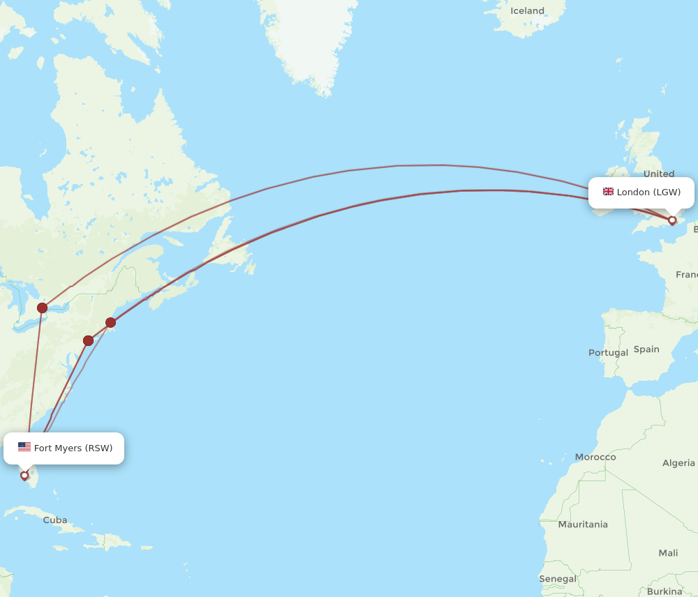 LGW-RSW flight routes