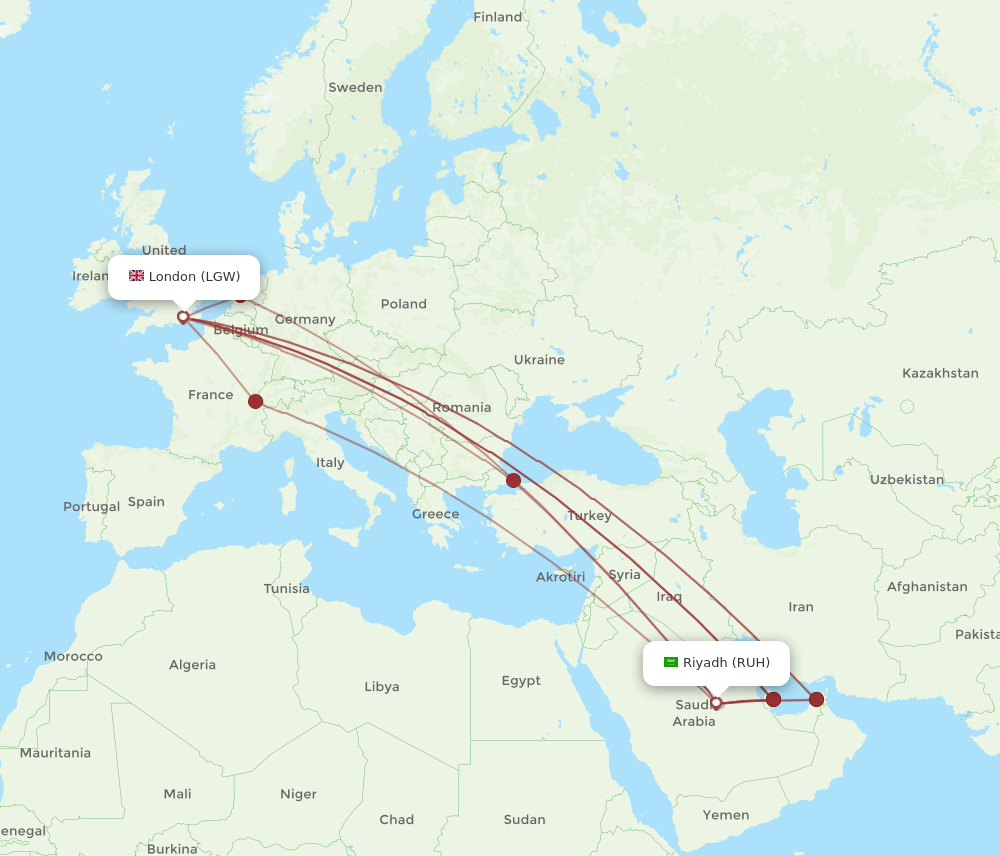 LGW-RUH flight routes