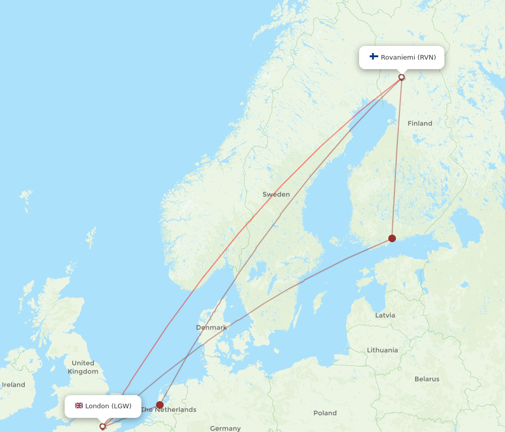 LGW-RVN flight routes