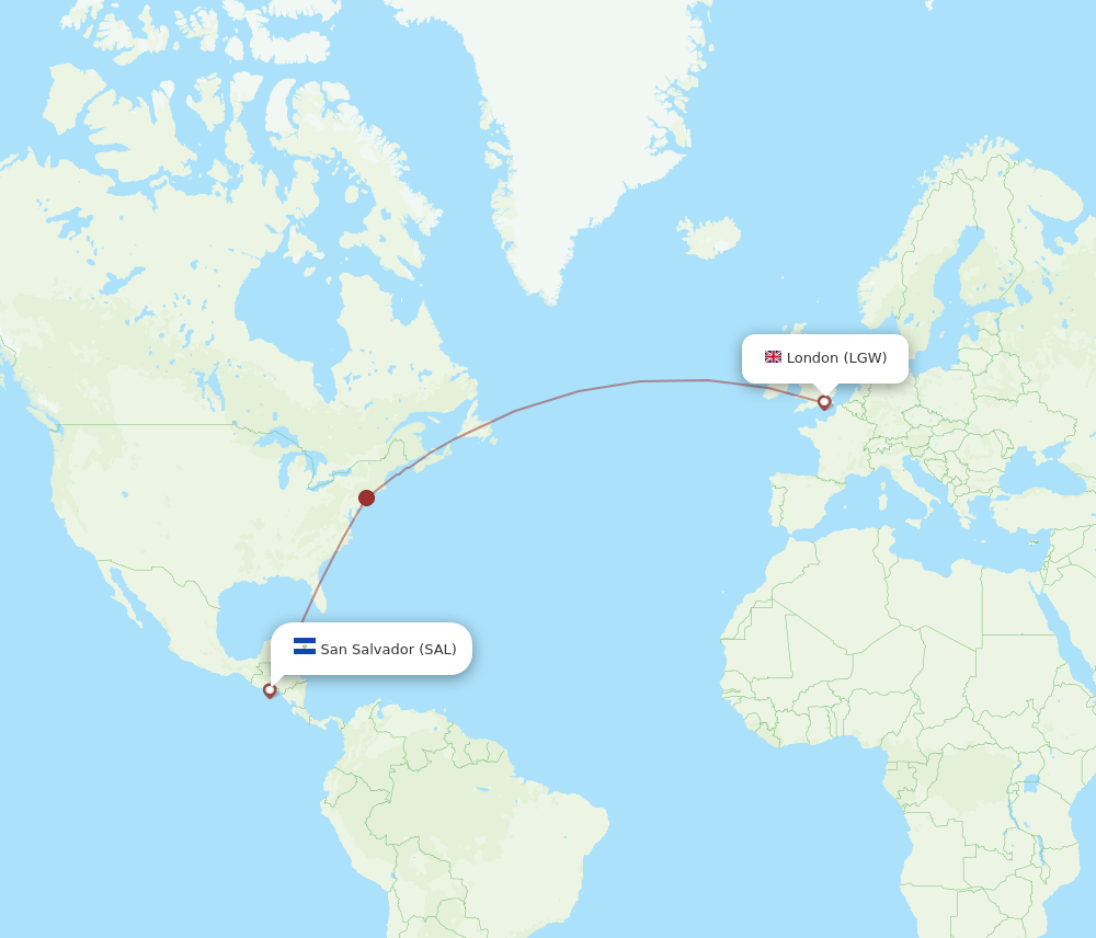 LGW to SAL flights and routes map