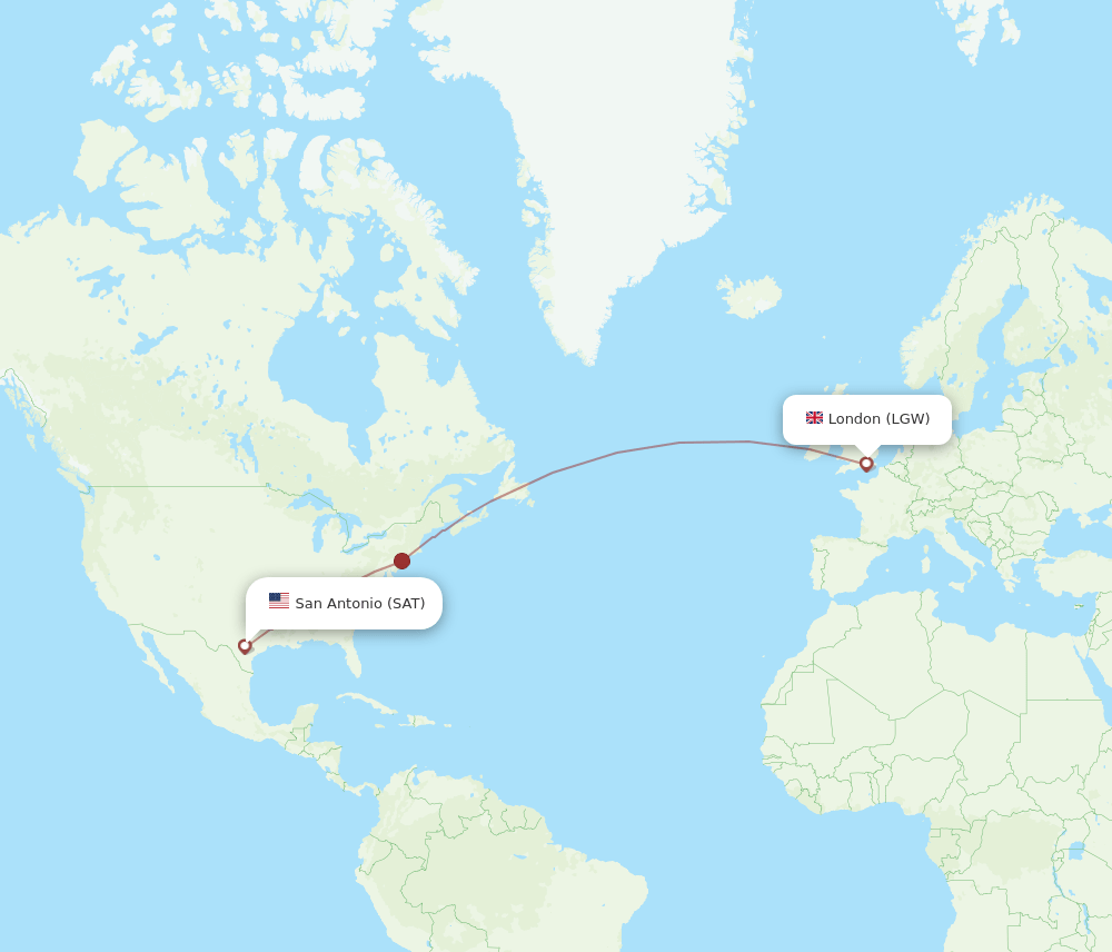 LGW-SAT flight routes