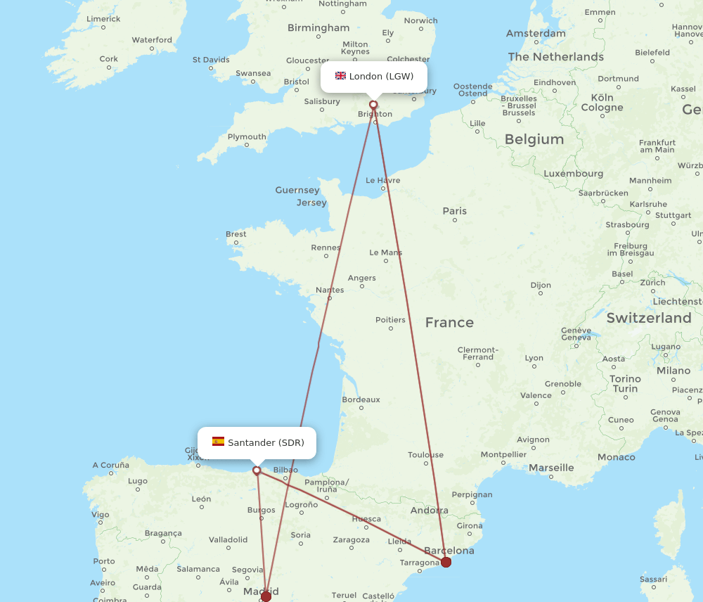 LGW-SDR flight routes