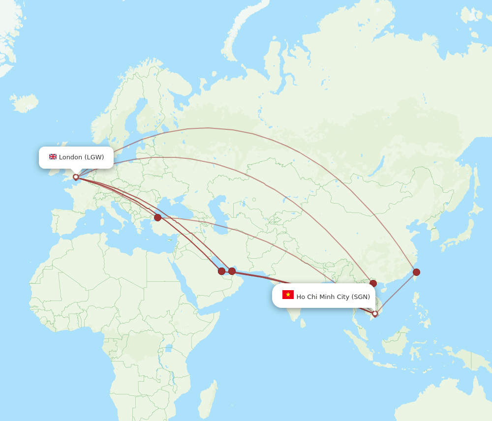 LGW-SGN flight routes