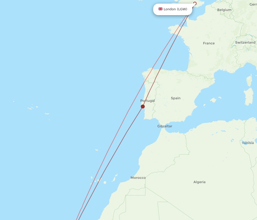LGW to SID flights and routes map