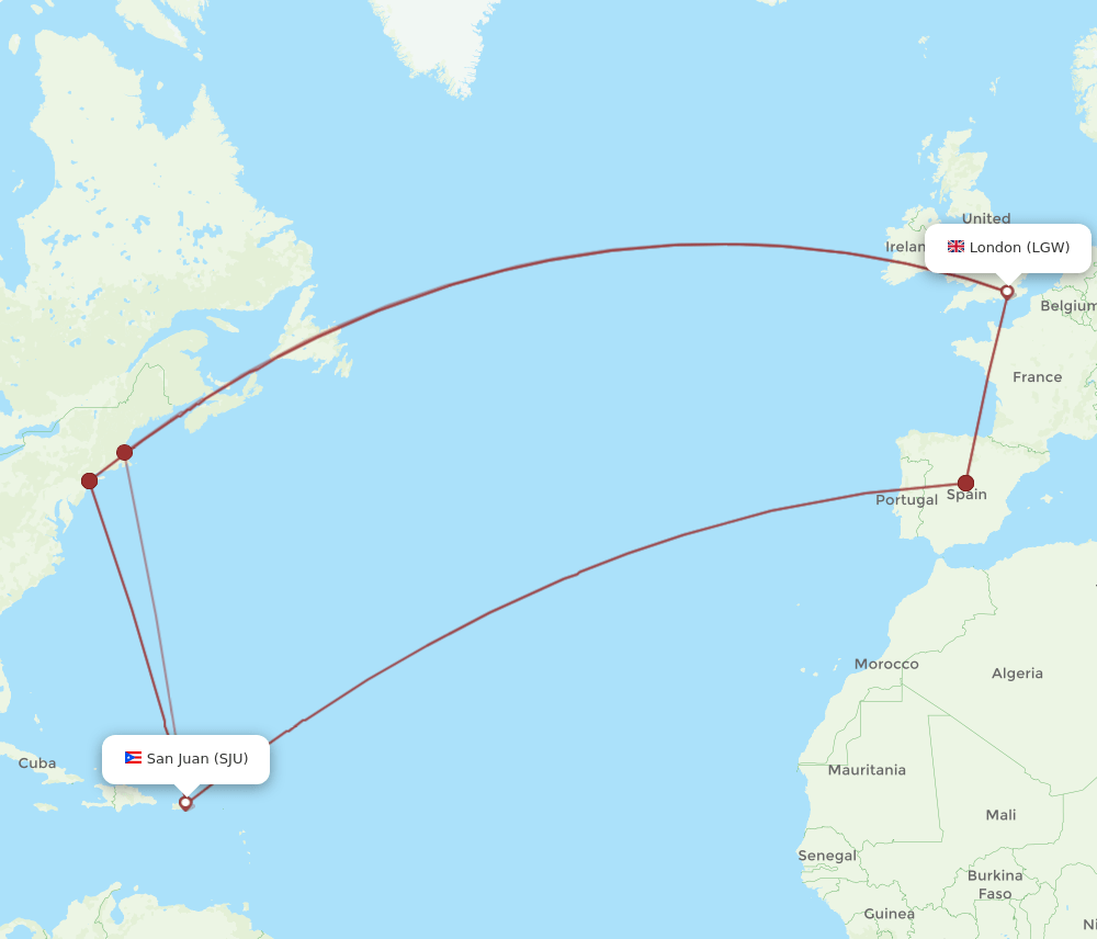 LGW-SJU flight routes