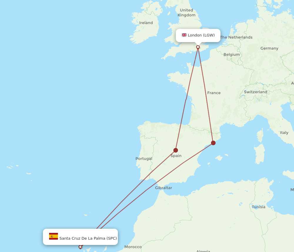LGW-SPC flight routes
