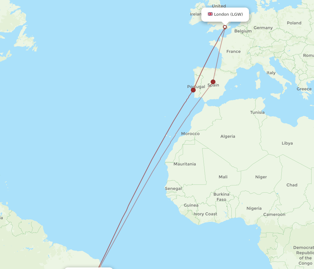 LGW-SSA flight routes