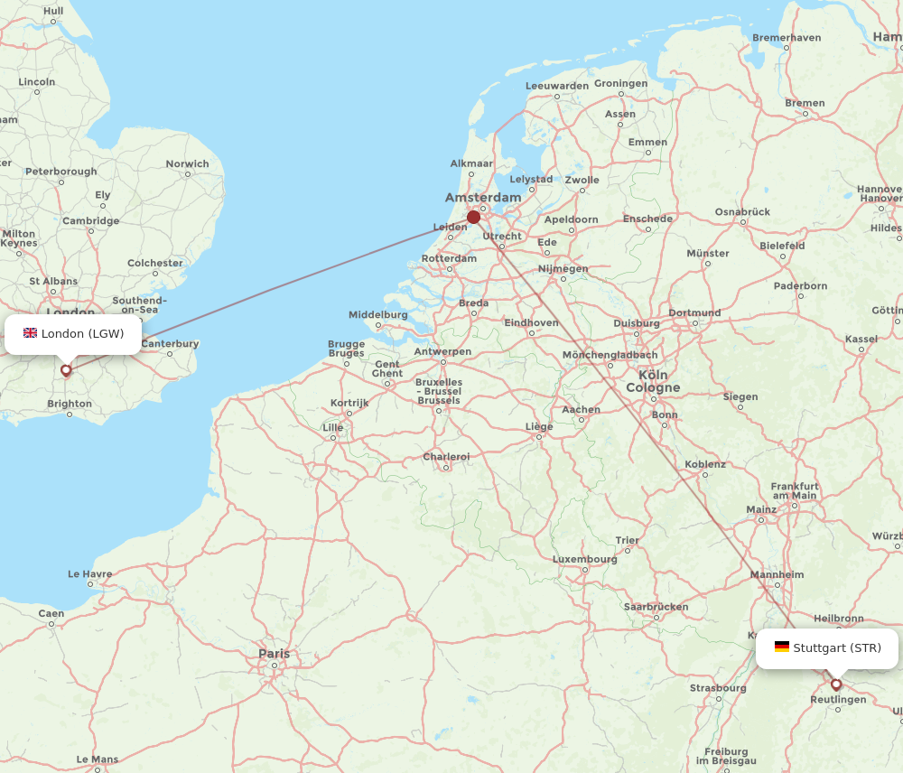 LGW to STR flights and routes map