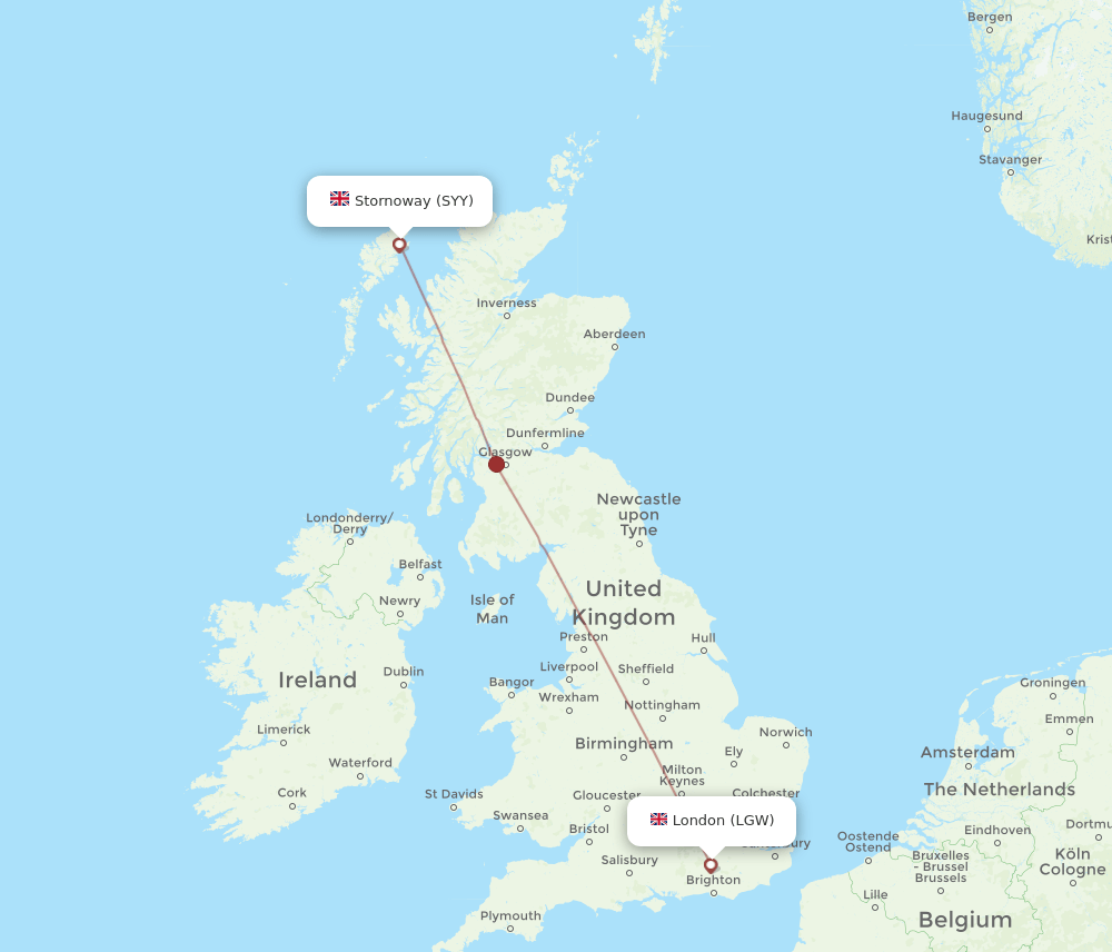 LGW to SYY flights and routes map
