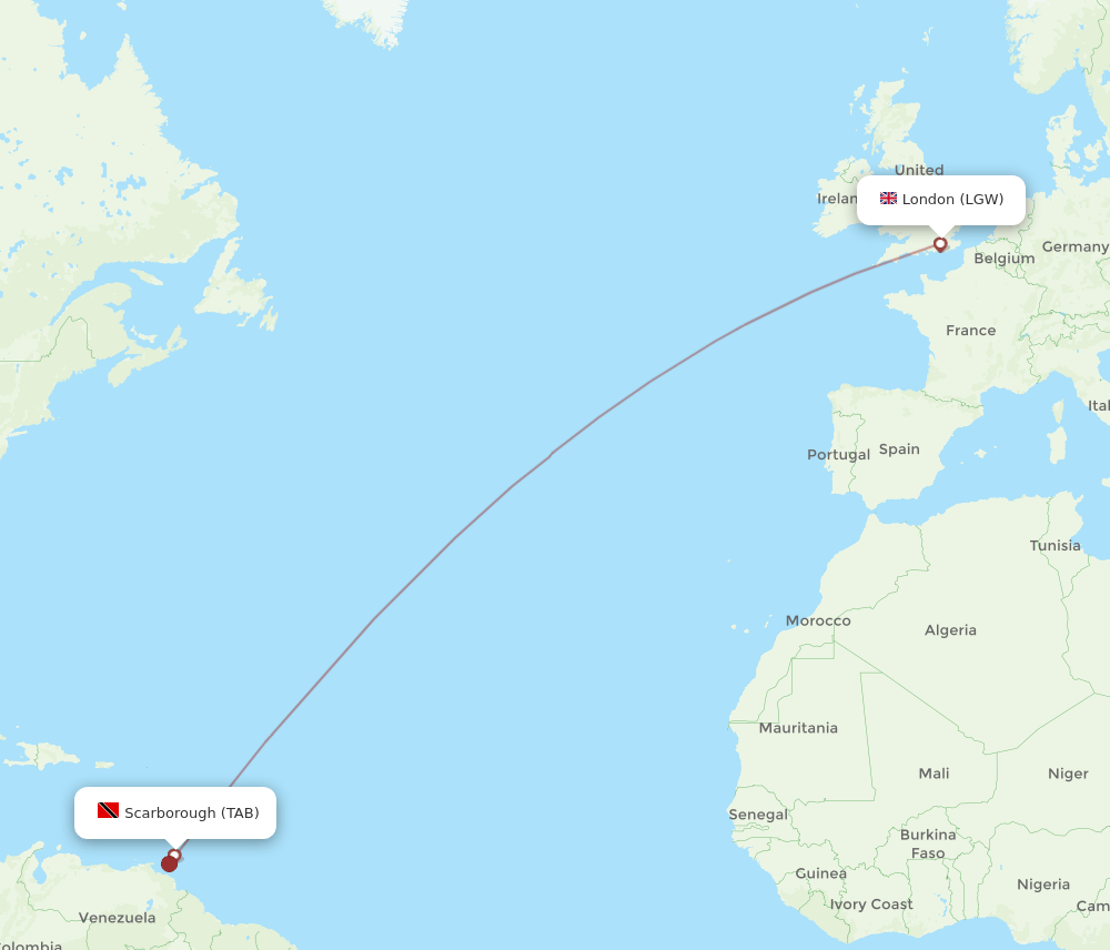 LGW-TAB flight routes