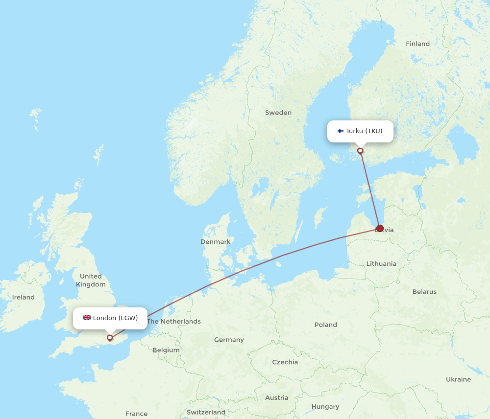 LGW-TKU flight routes