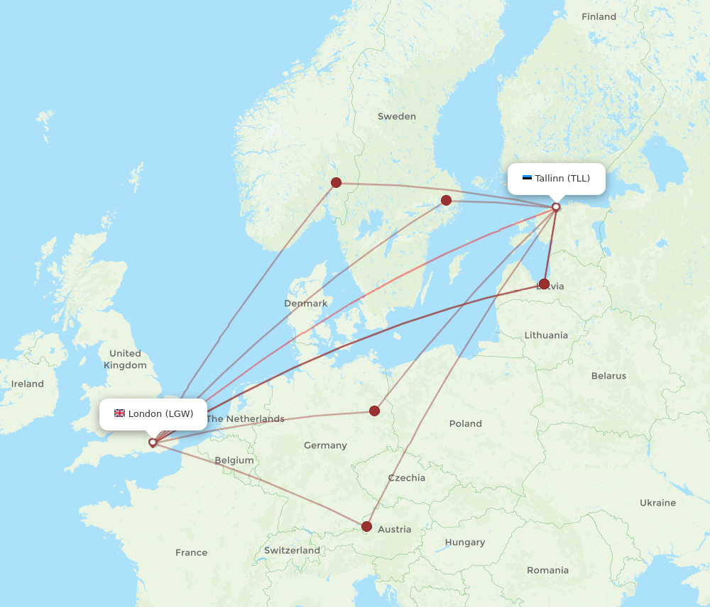 LGW-TLL flight routes