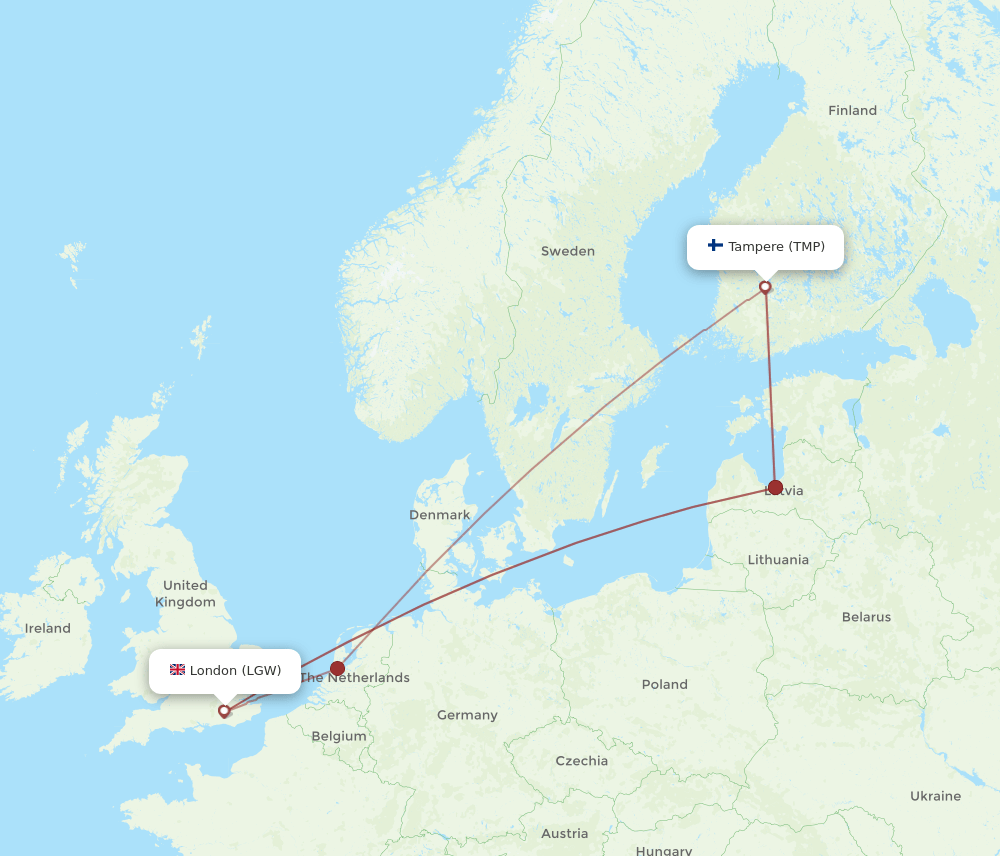 LGW-TMP flight routes