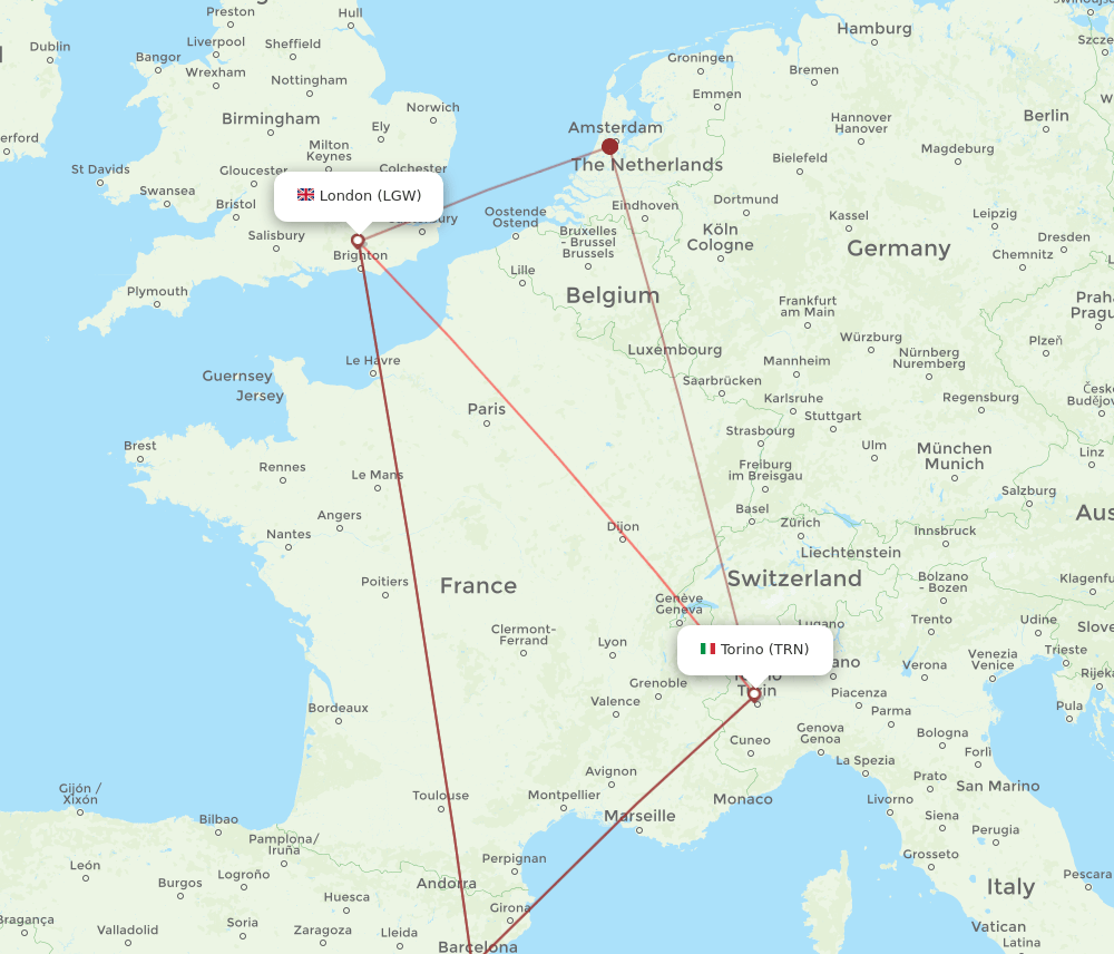 LGW-TRN flight routes