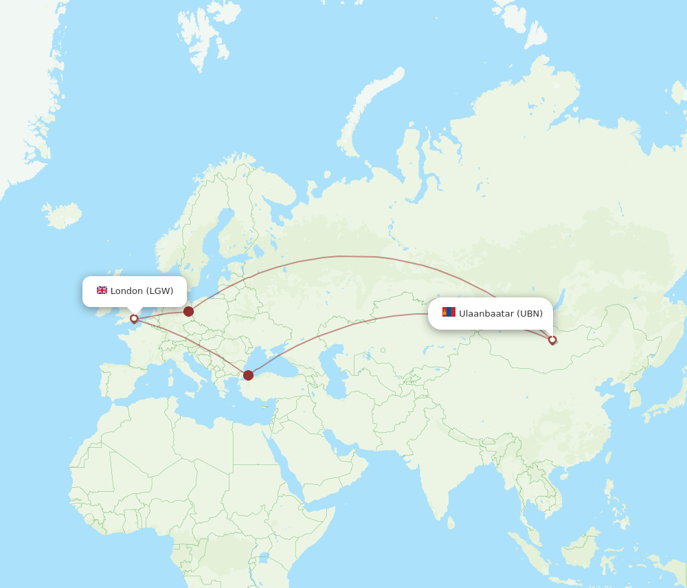 LGW-UBN flight routes