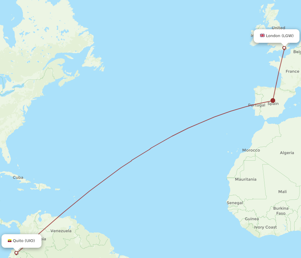 LGW-UIO flight routes