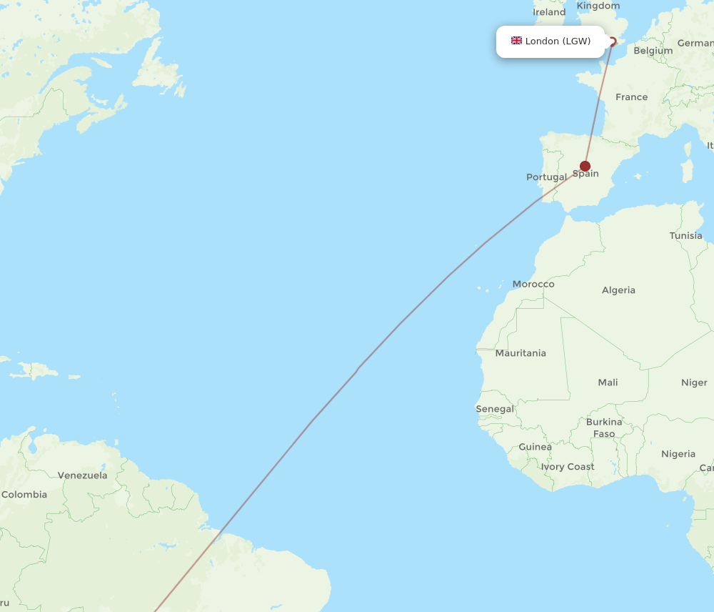 LGW-VVI flight routes