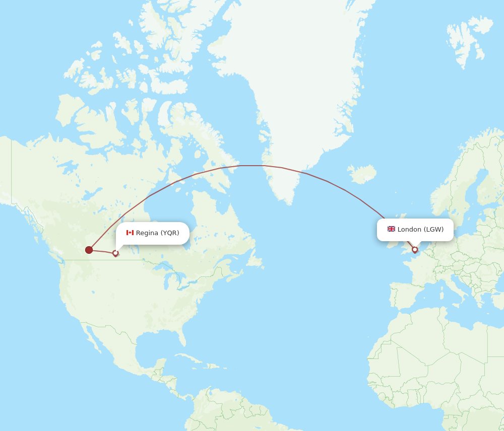 LGW-YQR flight routes