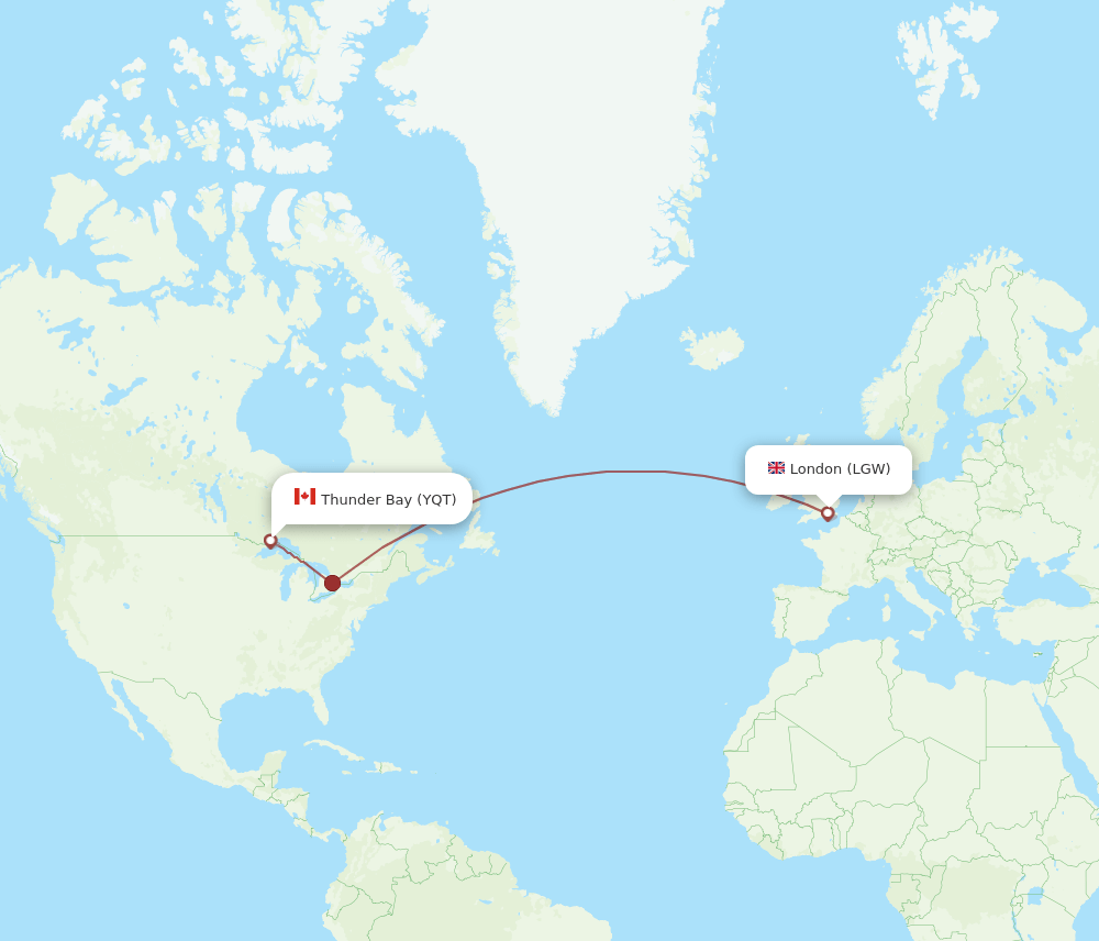 LGW-YQT flight routes