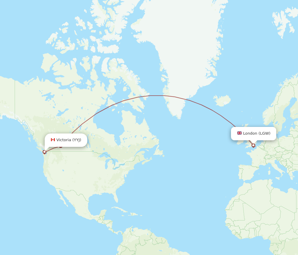 LGW to YYJ flights and routes map